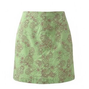 Lilly Pulitzer Lime Green with Embroidered Pineapples and Flowers A-Line Skirt